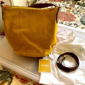 Michael Kors yellow suede bag